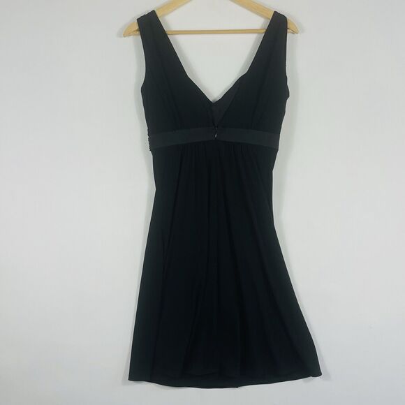 Max & Cleo Black Sleeveless Cross Front Gathered Beaded Dress Women's 6‎ NEW - Picture 4 of 7